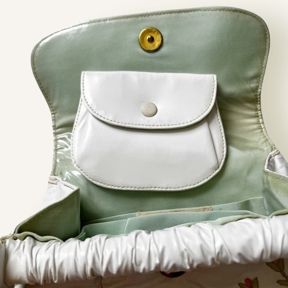 Vintage 50s Marheta Floral Embroidered Vinyl Shoulder Bag - Picture 10 of 15